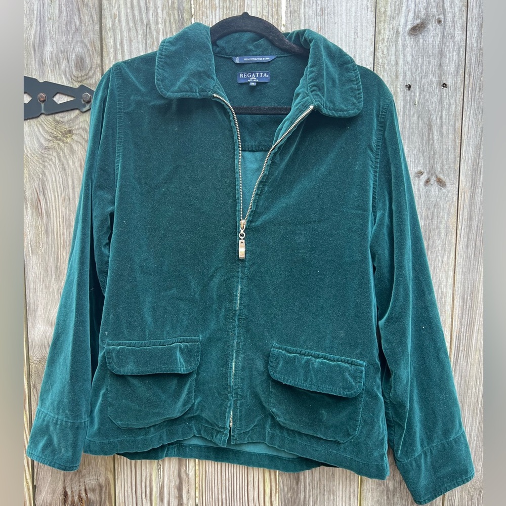 Regatta Green Velvet RARE Full Zip Jacket Women’s Medium